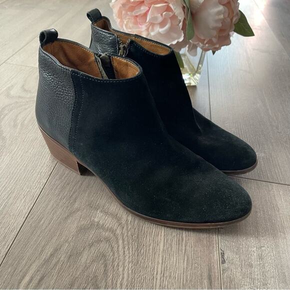 Madewell Cait Black Suede & Leather Ankle Booties - Picture 2 of 8